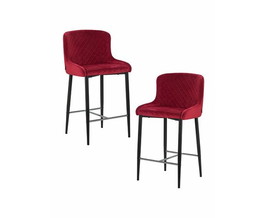 Набор 2 шт Стул полубарный DOBRIN CHRISTIAN'65, черные ножки, бордовый велюр (V108-85), Вариант: черные ножки, бордовый велюр (V108-85) | Интернет магазин мебели и декора LifeDekor