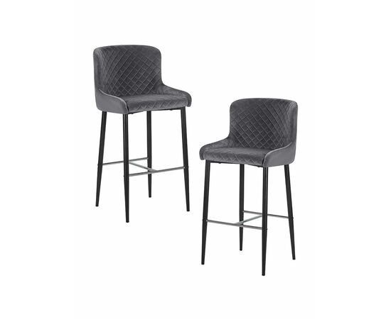 Набор 2 шт Стул барный DOBRIN CHRISTIAN'75, черные ножки, темно-серый велюр (V108-91), Вариант: черные ножки, темно-серый велюр (V108-91) | Интернет магазин мебели и декора LifeDekor