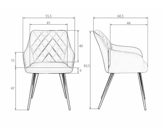 Набор 2 шт Стул обеденный DOBRIN ROBERT, черные матовые ножки, велюр V108-37 Бордовый, Вариант: черные матовые ножки, велюр V108-37 Бордовый, изображение 11 | Интернет магазин мебели и декора LifeDekor