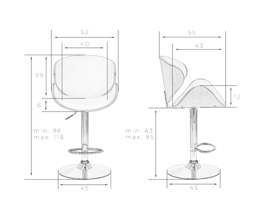 Набор 2 шт Стул барный DOBRIN JACK, цвет черный глянец PU ABD 002, Вариант: цвет черный глянец PU ABD 002, изображение 10 | Интернет магазин мебели и декора LifeDekor