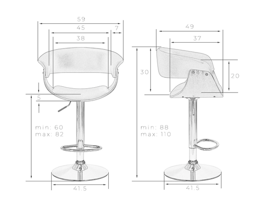 Набор 2 шт Стул барный DOBRIN OSTIN, цвет черный PU ABA 001, Вариант: цвет черный PU ABA 001, изображение 10 | Интернет магазин мебели и декора LifeDekor