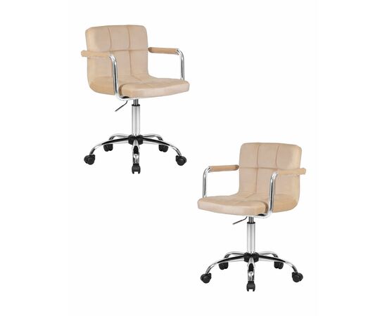Набор 2 шт Офисное кресло для персонала DOBRIN TERRY, бежевый велюр (MJ9-10), Вариант: бежевый велюр (MJ9-10) | Интернет магазин мебели и декора LifeDekor