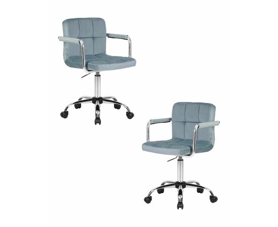 Набор 2 шт Офисное кресло для персонала DOBRIN TERRY, пудрово-голубой велюр (MJ9-74), Вариант: пудрово-голубой велюр (MJ9-74) | Интернет магазин мебели и декора LifeDekor