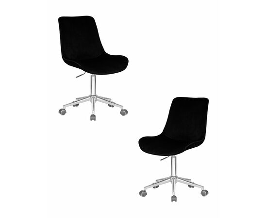 Набор 2 шт Кресло офисное DOBRIN DORA, чёрный велюр (1922-21), хромированная сталь, Вариант: чёрный велюр (1922-21), хромированная сталь | Интернет магазин мебели и декора LifeDekor