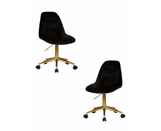 Набор 2 шт Офисное кресло для персонала DOBRIN MONTY GOLD, чёрный велюр (MJ9-101), Вариант: черный велюр (MJ9-101) | Интернет магазин мебели и декора LifeDekor