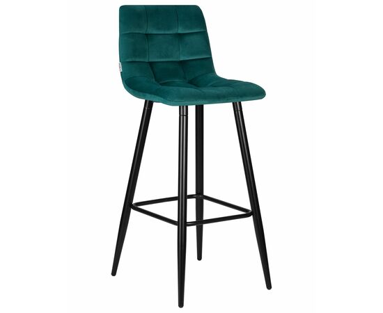 Набор 2 шт Стул барный DOBRIN NICOLE, черные матовые ножки, морской волны велюр (108-119), Вариант: черные матовые ножки, морской волны велюр (108-119), изображение 2 | Интернет магазин мебели и декора LifeDekor