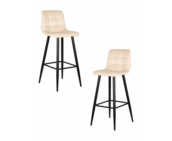 Набор 2 шт Стул барный DOBRIN NICOLE, черные матовые ножки, кремовый велюр (108-113), Вариант: черные матовые ножки, кремовый велюр (108-113) | Интернет магазин мебели и декора LifeDekor