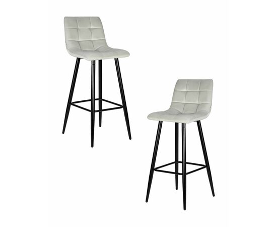 Набор 2 шт Стул барный DOBRIN NICOLE, черные матовые ножки, светло-серый велюр (108-52), Вариант: черные матовые ножки, светло-серый велюр (108-52) | Интернет магазин мебели и декора LifeDekor