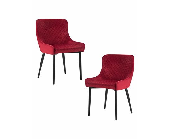 Набор 2 шт Стул обеденный DOBRIN RICHARD, черные матовые ножки, бордовый велюр (V108-85), Вариант: черные матовые ножки, бордовый велюр (V108-85) | Интернет магазин мебели и декора LifeDekor