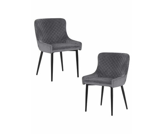 Набор 2 шт Стул обеденный DOBRIN RICHARD, черные матовые ножки, темно-серый велюр (V108-91), Вариант: черные матовые ножки, темно-серый велюр (V108-91) | Интернет магазин мебели и декора LifeDekor