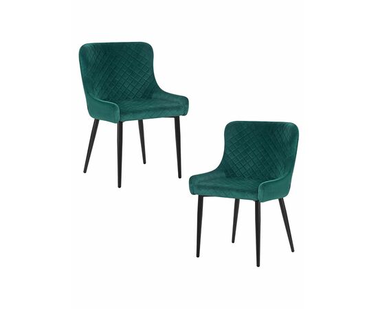Набор 2 шт Стул обеденный DOBRIN RICHARD, черные матовые ножки, зелёный велюр (V108-64), Вариант: черные матовые ножки, зелёный велюр (V108-64) | Интернет магазин мебели и декора LifeDekor