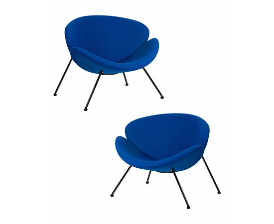 Набор 2 шт Кресло дизайнерское DOBRIN EMILY, синяя ткань AF6, черное основание, Вариант: синяя ткань AF6, черное основание | Интернет магазин мебели и декора LifeDekor