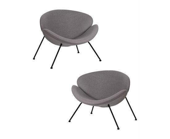 Набор 2 шт Кресло дизайнерское DOBRIN EMILY, серая ткань AF7, черное основание, Вариант: серая ткань AF7, черное основание | Интернет магазин мебели и декора LifeDekor