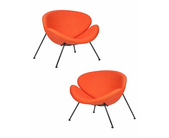 Набор 2 шт Кресло дизайнерское DOBRIN EMILY, оранжевая ткань AF, черное основания, Вариант: оранжевая ткань AF, черное основания | Интернет магазин мебели и декора LifeDekor