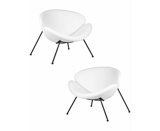 Набор 2 шт Кресло дизайнерское DOBRIN EMILY, белый винил YP17, черное основание, Вариант: белый винил YP17, черное основание | Интернет магазин мебели и декора LifeDekor