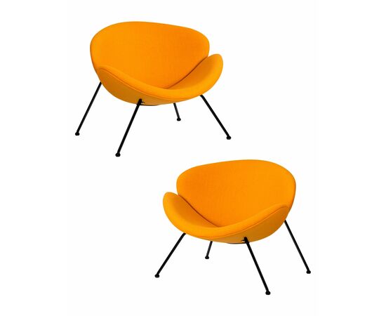 Набор 2 шт Кресло дизайнерское DOBRIN EMILY, желтая ткань AF13, черное основание, Вариант: желтая ткань AF13, черное основание | Интернет магазин мебели и декора LifeDekor