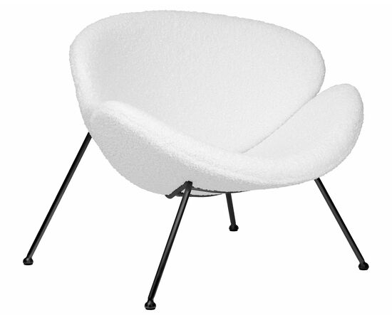 Набор 2 шт Кресло дизайнерское DOBRIN EMILY, белый (букле) ткань, черное основание, Вариант: белый (букле) ткань, черное основание, изображение 2 | Интернет магазин мебели и декора LifeDekor