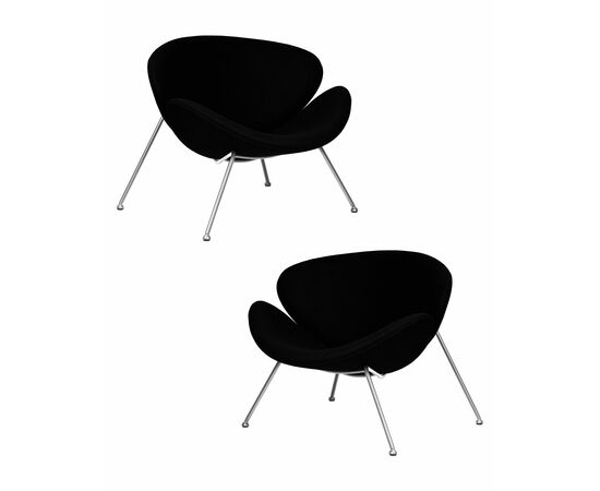 Набор 2 шт Кресло дизайнерское DOBRIN EMILY, черный ткань AF9, хромированная сталь, Вариант: черный ткань AF9, хромированная сталь | Интернет магазин мебели и декора LifeDekor