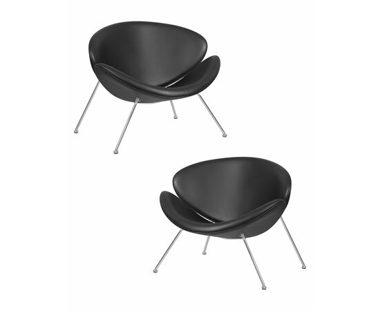 Набор 2 шт Кресло дизайнерское DOBRIN EMILY, черный винил YP16, хромированная сталь, Вариант: черный винил YP16, хромированная сталь | Интернет магазин мебели и декора LifeDekor