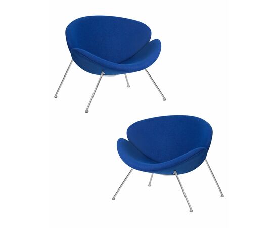 Набор 2 шт Кресло дизайнерское DOBRIN EMILY, синяя ткань AF6, хромированная сталь, Вариант: синяя ткань AF6, хромированная сталь | Интернет магазин мебели и декора LifeDekor