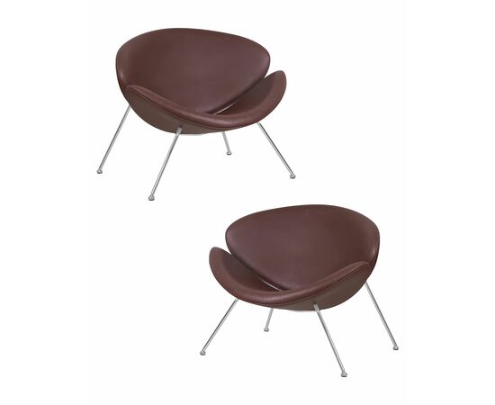 Набор 2 шт Кресло дизайнерское DOBRIN EMILY, коричневый винил YP5, хромированная сталь, Вариант: коричневый винил YP5, хромированная сталь | Интернет магазин мебели и декора LifeDekor