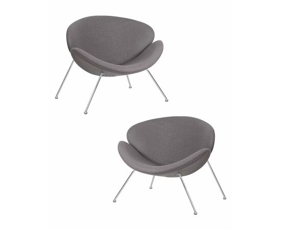 Набор 2 шт Кресло дизайнерское DOBRIN EMILY, серая ткань AF7, хромированная сталь, Вариант: серая ткань AF7, хромированная сталь | Интернет магазин мебели и декора LifeDekor