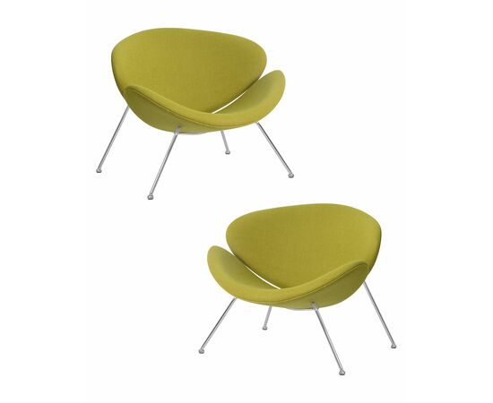 Набор 2 шт Кресло дизайнерское DOBRIN EMILY, светло-зеленая ткань AF3, хромированная сталь, Вариант: светло-зеленая ткань AF3, хромированная сталь | Интернет магазин мебели и декора LifeDekor