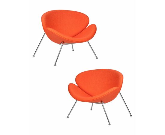 Набор 2 шт Кресло дизайнерское DOBRIN EMILY, оранжевая ткань AF, хромированная сталь, Вариант: оранжевая ткань AF, хромированная сталь | Интернет магазин мебели и декора LifeDekor