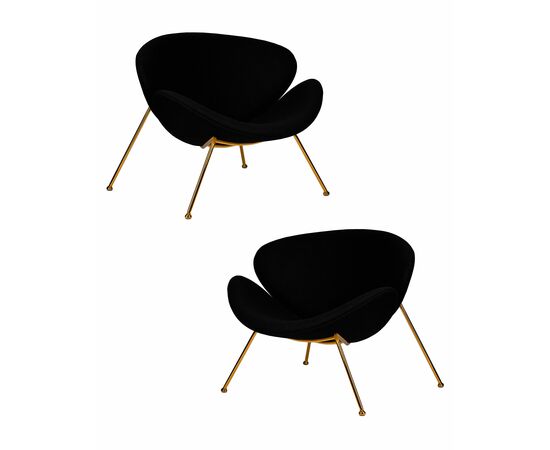 Набор 2 шт Кресло дизайнерское DOBRIN EMILY, черный ткань AF9, золотое основание, Вариант: черный ткань AF9, золотое основание | Интернет магазин мебели и декора LifeDekor