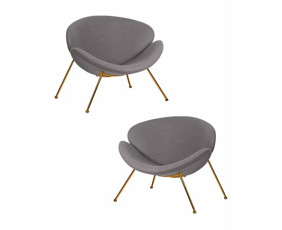 Набор 2 шт Кресло дизайнерское DOBRIN EMILY, серая ткань AF7, золотое основание, Вариант: серая ткань AF7, золотое основание | Интернет магазин мебели и декора LifeDekor