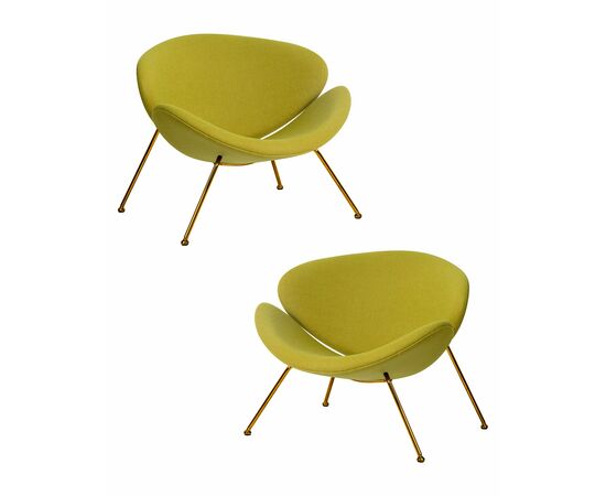 Набор 2 шт Кресло дизайнерское DOBRIN EMILY, светло-зеленая ткань AF3, золотое основание, Вариант: светло-зеленая ткань AF3, золотое основание | Интернет магазин мебели и декора LifeDekor