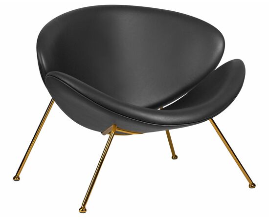 Набор 2 шт Кресло дизайнерское DOBRIN EMILY, черный винил YP16, золотое основания, Вариант: черный винил YP16, золотое основания, изображение 2 | Интернет магазин мебели и декора LifeDekor