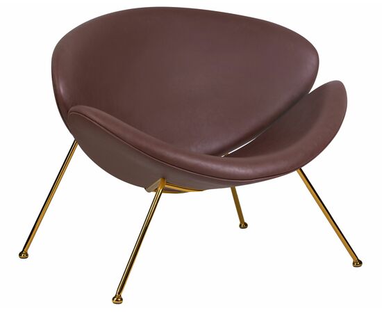 Набор 2 шт Кресло дизайнерское DOBRIN EMILY, коричневый винил YP5, золотое основание, Вариант: коричневый винил YP5, золотое основание, изображение 2 | Интернет магазин мебели и декора LifeDekor