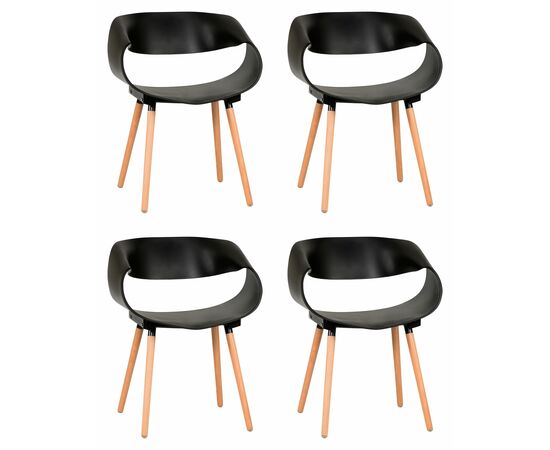 Набор 4 шт Стул обеденный DOBRIN ALIEN, ножки светлый бук, цвет чёрный (B-03), Вариант: ножки светлый бук, цвет чёрный (B-03) | Интернет магазин мебели и декора LifeDekor