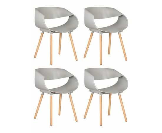 Набор 4 шт Стул обеденный DOBRIN ALIEN, ножки светлый бук, цвет светло-серый (GR-01), Вариант: ножки светлый бук, цвет светло-серый (GR-01) | Интернет магазин мебели и декора LifeDekor