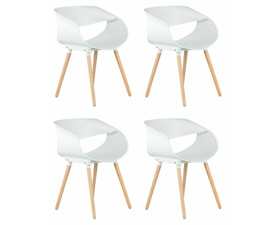 Набор 4 шт Стул обеденный DOBRIN ALIEN, ножки светлый бук, цвет белый (W-02), Вариант: ножки светлый бук, цвет белый (W-02) | Интернет магазин мебели и декора LifeDekor