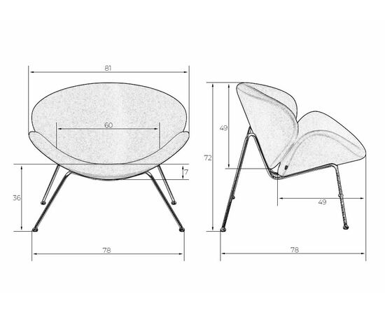 Набор 2 шт Кресло дизайнерское DOBRIN EMILY, оранжевая ткань AF, черное основания, Вариант: оранжевая ткань AF, черное основания, изображение 8 | Интернет магазин мебели и декора LifeDekor