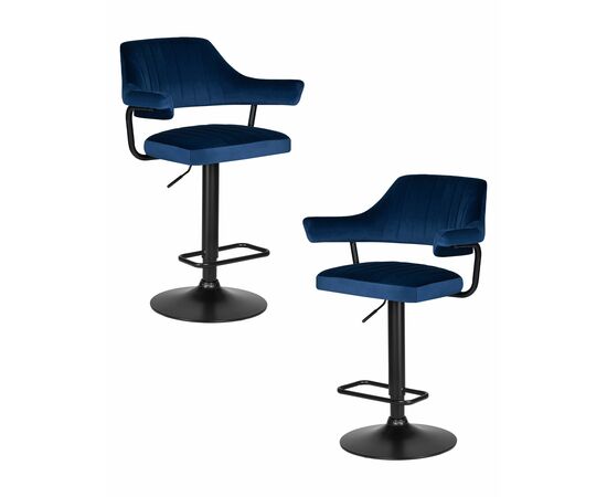 Набор 2 шт Стул барный DOBRIN CHARLY BLACK, синий велюр (MJ9-117), Вариант: синий велюр (MJ9-117) | Интернет магазин мебели и декора LifeDekor