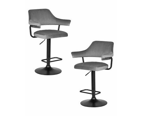 Набор 2 шт Стул барный DOBRIN CHARLY BLACK, серый велюр (MJ9-75), Вариант: серый велюр (MJ9-75) | Интернет магазин мебели и декора LifeDekor