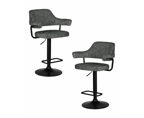 Набор 2 шт Стул барный DOBRIN CHARLY BLACK, серый твид (LEO11), Вариант: серый твид (LEO11) | Интернет магазин мебели и декора LifeDekor