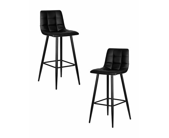 Набор 2 шт Стул барный DOBRIN NICOLE, черные матовые ножки, черная экокожа (P-01), Вариант: черные матовые ножки, чёрная экокожа (P-01) | Интернет магазин мебели и декора LifeDekor