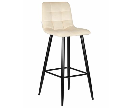 Набор 2 шт Стул барный DOBRIN NICOLE, черные матовые ножки, кремовый велюр (108-113), Вариант: черные матовые ножки, кремовый велюр (108-113), изображение 2 | Интернет магазин мебели и декора LifeDekor