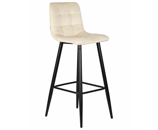 Набор 2 шт Стул барный DOBRIN NICOLE, черные матовые ножки, кремовый велюр (108-113), Вариант: черные матовые ножки, кремовый велюр (108-113), изображение 3 | Интернет магазин мебели и декора LifeDekor