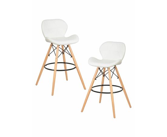 Набор 2 шт Стул барный DOBRIN BUTTERFLY BAR, ножки светлый бук, цвет белый, Вариант: ножки светлый бук, цвет белый | Интернет магазин мебели и декора LifeDekor