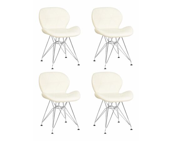 Набор 4 шт Стул обеденный DOBRIN BUTTERFLY CHROME, ножки хром, цвет кремовый, Вариант: ножки хром, цвет кремовый | Интернет магазин мебели и декора LifeDekor