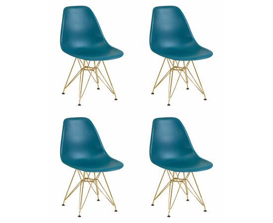 Набор 4 шт Стул обеденный DOBRIN DSR, ножки золотые, цвет морской волны (G-05), Вариант: ножки золотые, цвет морской волны (G-05) | Интернет магазин мебели и декора LifeDekor