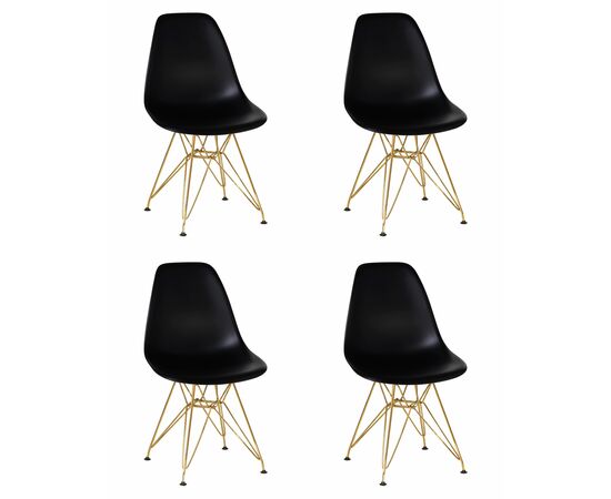 Набор 4 шт Стул обеденный DOBRIN DSR, ножки золотые, цвет чёрный (B-03), Вариант: ножки золотые, цвет чёрный (B-03) | Интернет магазин мебели и декора LifeDekor