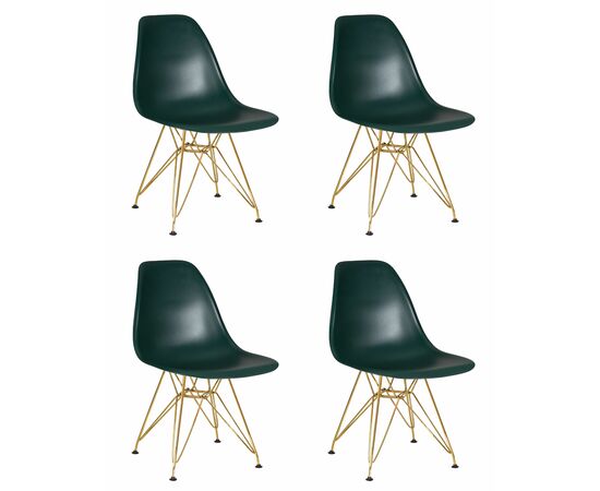 Набор 4 шт Стул обеденный DOBRIN DSR, ножки золотые, цвет тёмно-зеленый (G-13), Вариант: ножки золотые, цвет тёмно-зеленый (G-13) | Интернет магазин мебели и декора LifeDekor