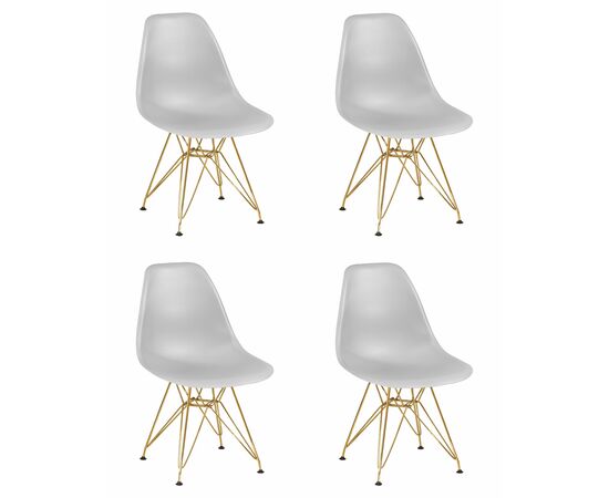 Набор 4 шт Стул обеденный DOBRIN DSR, ножки золотые, цвет светло-серый (GR-01), Вариант: ножки золотые, цвет светло-серый (GR-01) | Интернет магазин мебели и декора LifeDekor