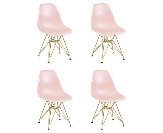 Набор 4 шт Стул обеденный DOBRIN DSR, ножки золотые, цвет светло-розовый (PK-02), Вариант: ножки золотые, цвет светло-розовый (PK-02) | Интернет магазин мебели и декора LifeDekor